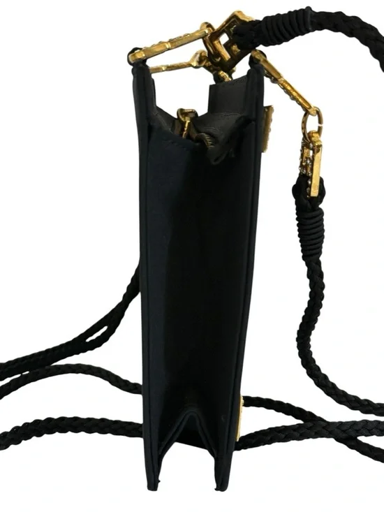 Gianni Versace Couture Vintage Medusa Satin Shoulder Bag Black Gold Rhinestone - Picture 4 of 12